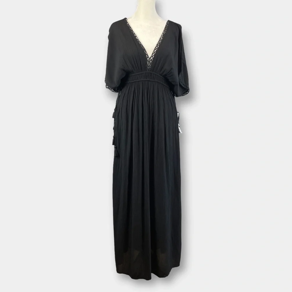 NWT Accessorize Lace Trim Maxi Dress Black Size XS - Picture 6 of 14